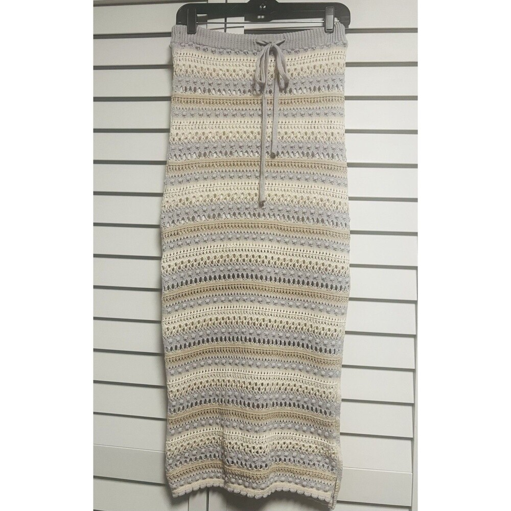 Jessica Simpson Crochet Maxi Skirt Sz M EUC Boho Coastal Stripe Resort Wear EUC